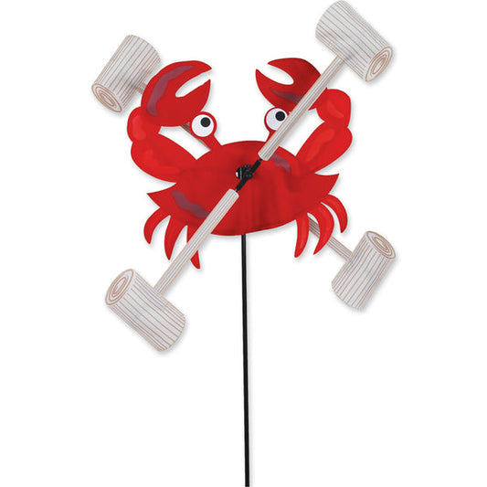 Premier Kites 18 Inch Large Red Crab Garden Stake Wind Spinner - Part Number 21824