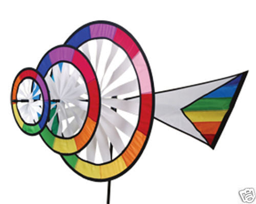 Premier Kites 24 inch Rainbow Triple Ring Wind Spinner - Part Number 22211