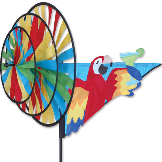 Premier Kites 26 inch It's 5 o'clock Parrot Drinking Triple Wind Spinner - Part Number 27121