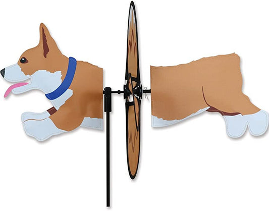 Premier Kites 19 Inch Brown and White Corgi Dog Garden Wind Spinner Part Number 25081