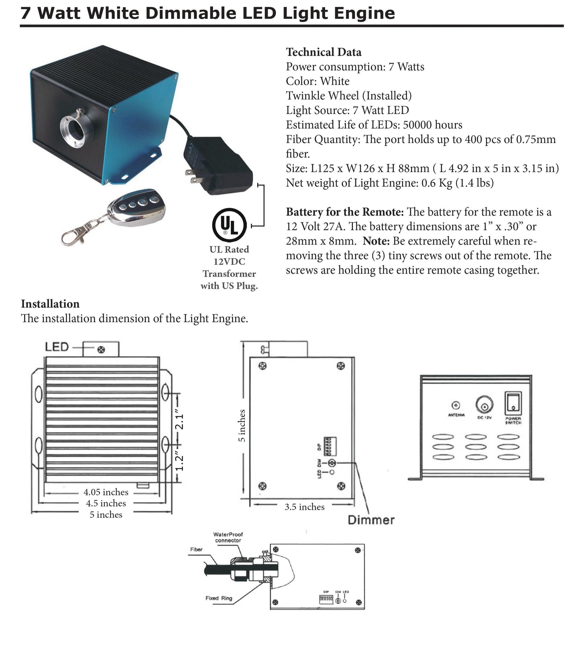 7 Watt Fiber Optic Illuminator Instructions