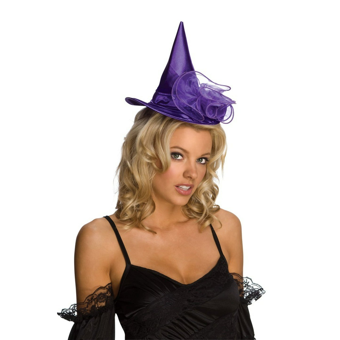 Purple Satin Adult Witch Mini Hat - Elegance for a Bewitching Night
