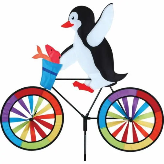 Premier Kites 30 Inch Penguin Riding a Bicycle Wind Spinner - Part Number 26726