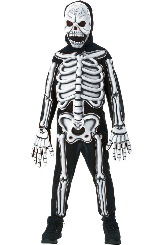 Kids' Glow-in-the-Dark Skeleton Costume - Size Small